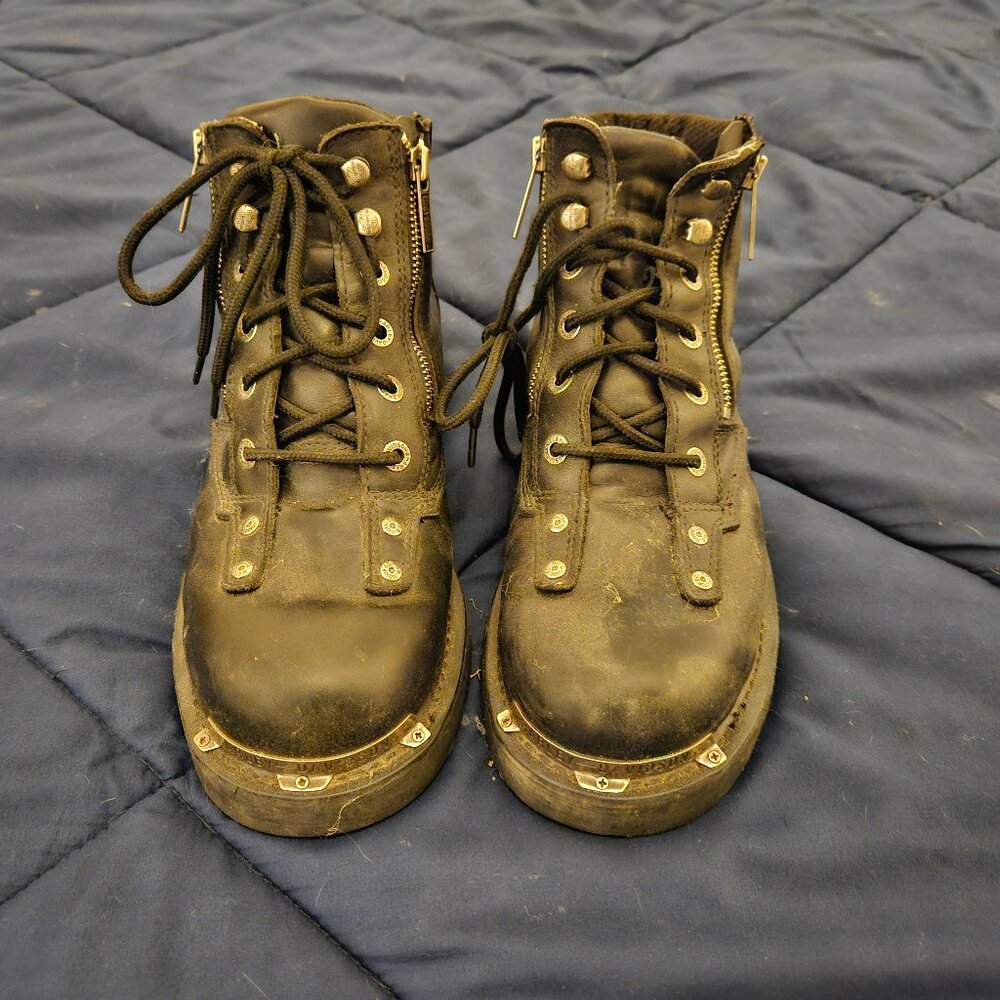 Harley Davidson Motorcycle Riding Boots Zip Up Sides Size 9
